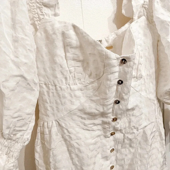 Cult Gaia Simona white linen off shoulder midi Dress size Large - Picture 6 of 16